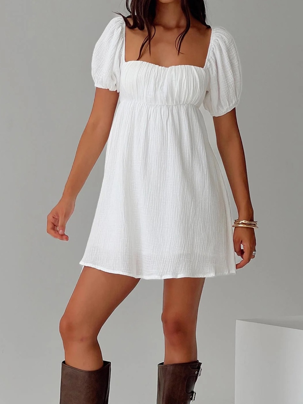 Princess Polly Ivory Puff-Sleeve Babydoll Chemise